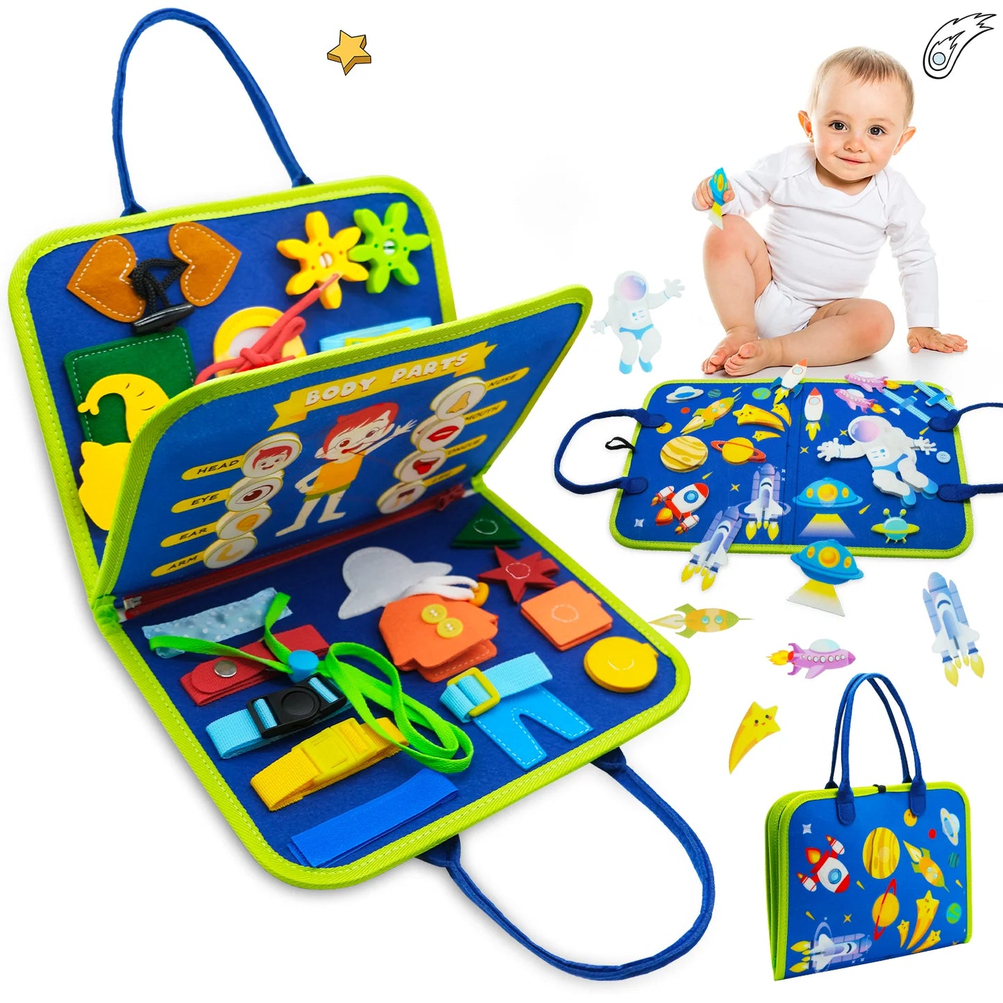 Toddler Felt Montessori Busy Book – Sensory Activity Boards, Fine Motor Skills, Quiet Book Educational Toy for Preschool