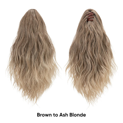 13-Inch Premium Synthetic Curly Claw Clip Ponytail – Blonde Brown Short Hairpiece, Fake Hair Extensions P064