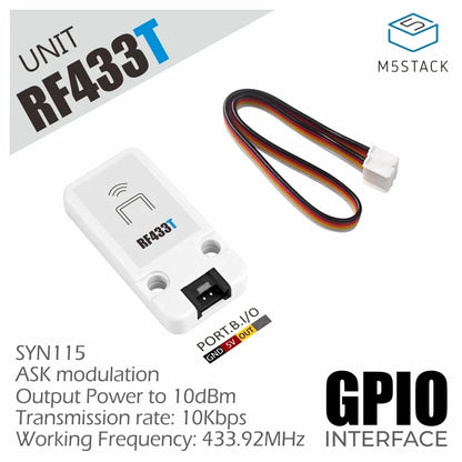 M5Stack RF433T/R 433.92MHz Wireless RF Transmitter & Receiver Module — IoT Remote Control & Automation