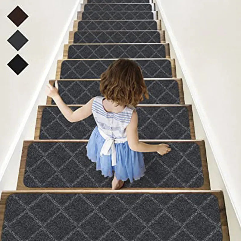 20x76cm Soft Stair Mat – Self-Adhesive Non-Slip Water Absorption Carpet Protector, Variety Pattern Rug for Stairs