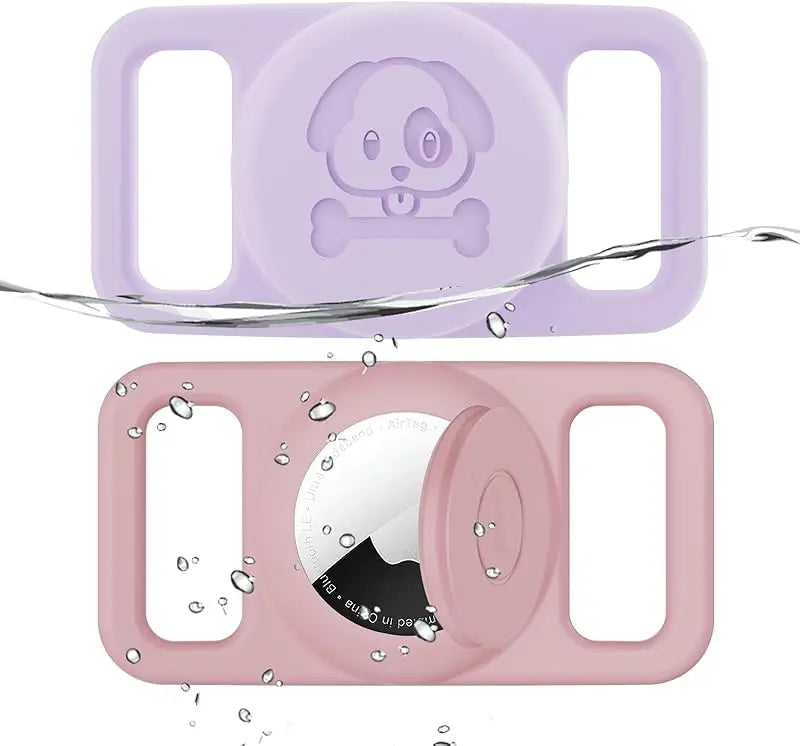 2-Pack AirTag Dog Collar Holders — Waterproof Silicone Hidden Loop Anti-Lost Tracker Accessory