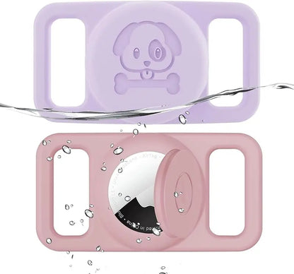 2-Pack AirTag Dog Collar Holders — Waterproof Silicone Hidden Loop Anti-Lost Tracker Accessory