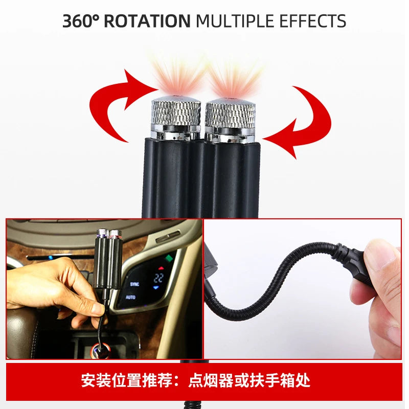 Car Interior USB LED Star Roof Light — Starry Galaxy Atmosphere Projector for Night, Party & Decoration