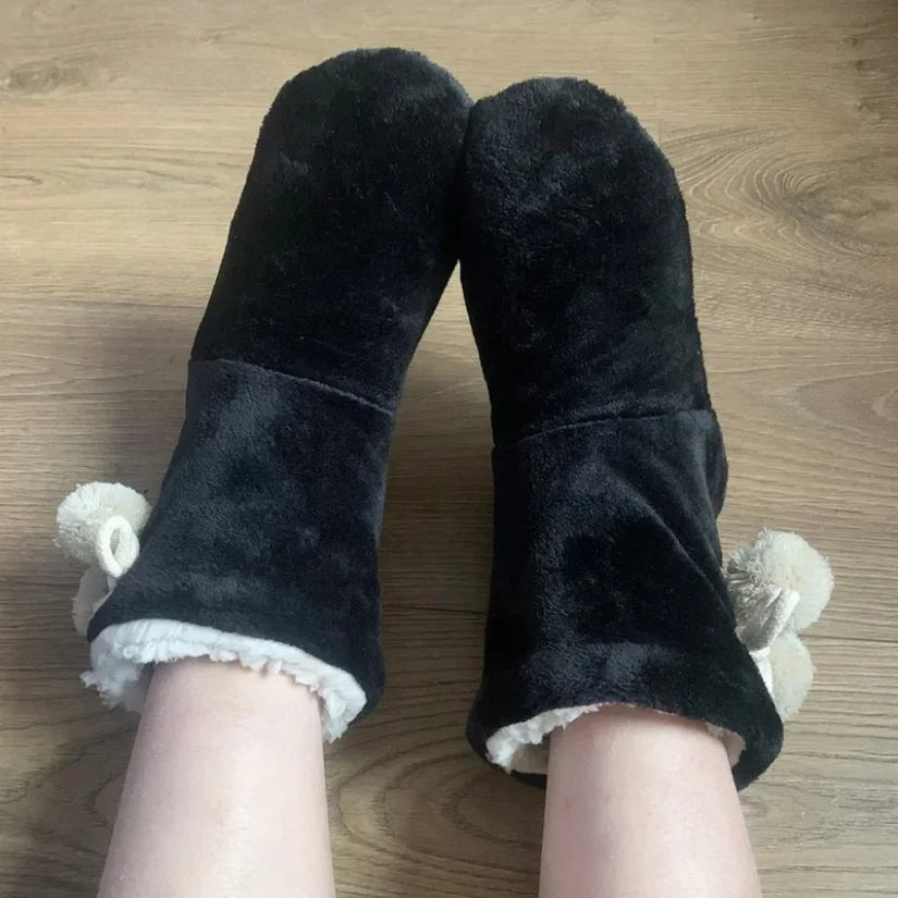 Women’s Winter Home Slipper Boots – Warm Fuzzy Plush Indoor Non-Slip Floor Shoes