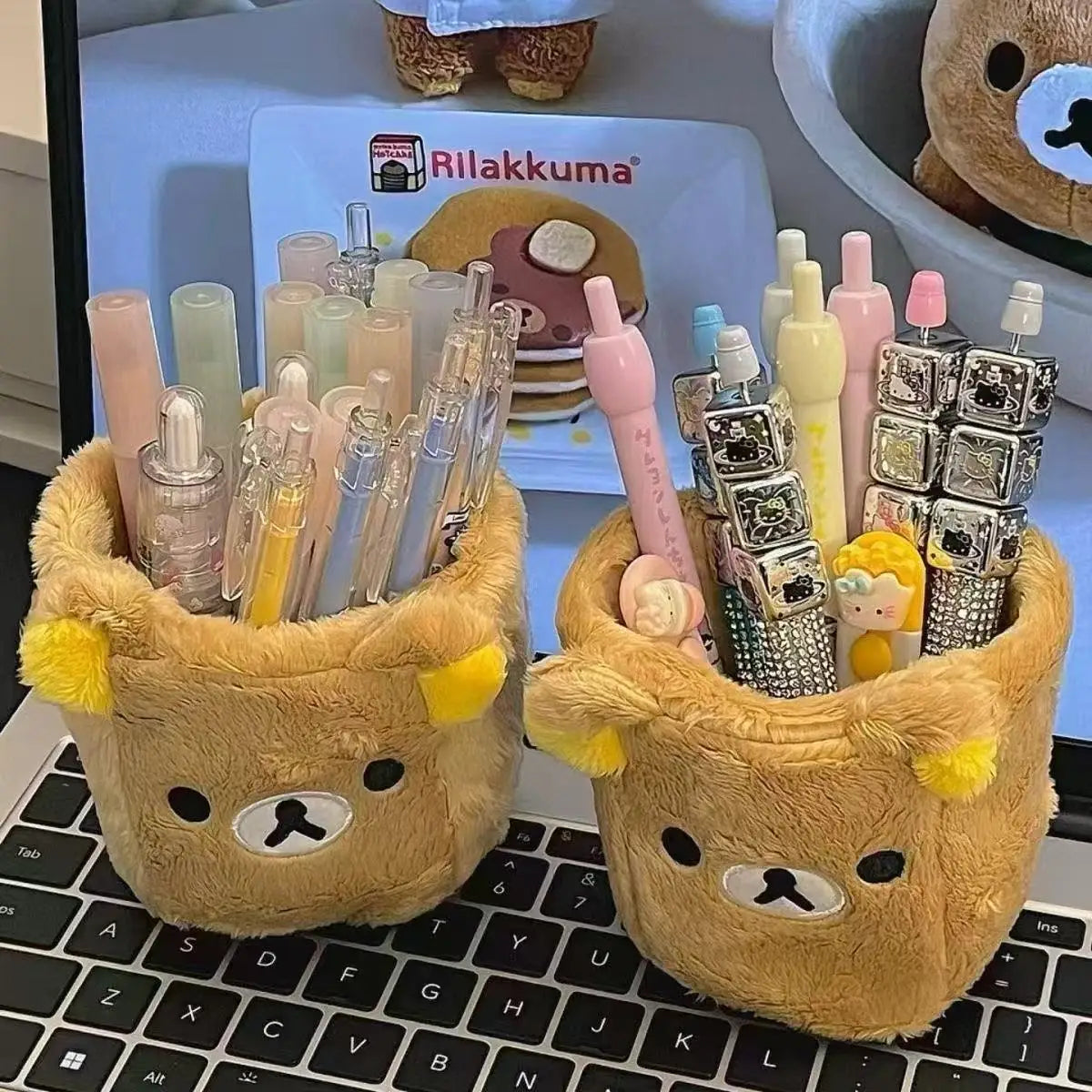 Kawaii Plush Pencil Holder - Cute Desk Organizer for Cosmetics, Stationery & Office Storage Gift