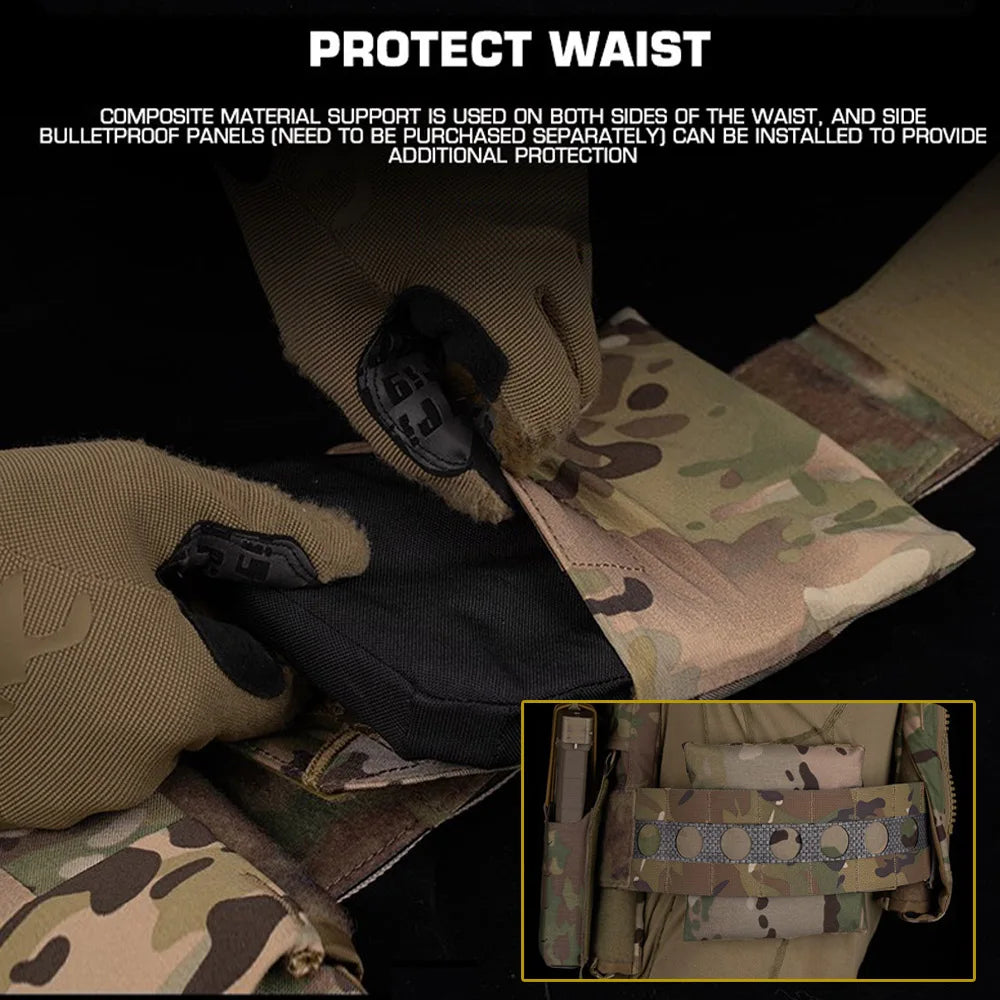 Tactical Vest Ferro Plate Carrier V5 – Military Hunting Airsoft Body Armor with Portable MOLLE System & Triple Magazine Pouch