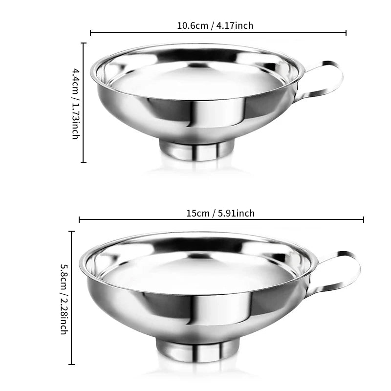 Stainless Steel Mason Jar Funnel - 1.49" & 2.12" Canning Funnel with Handle for Regular & Wide-Mouth Jars