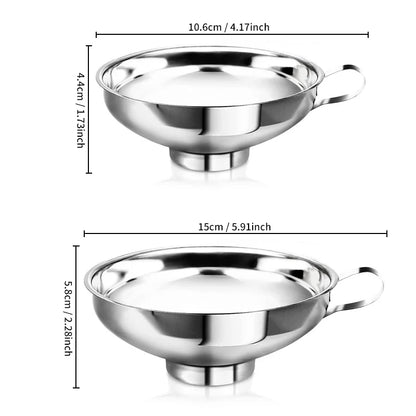 Stainless Steel Mason Jar Funnel - 1.49" & 2.12" Canning Funnel with Handle for Regular & Wide-Mouth Jars