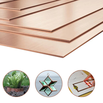 Copper Sheet Metal Plate - 0.25–8mm Thick Cu Copper Sheet, 100×100mm or 150×150mm Metal Plate