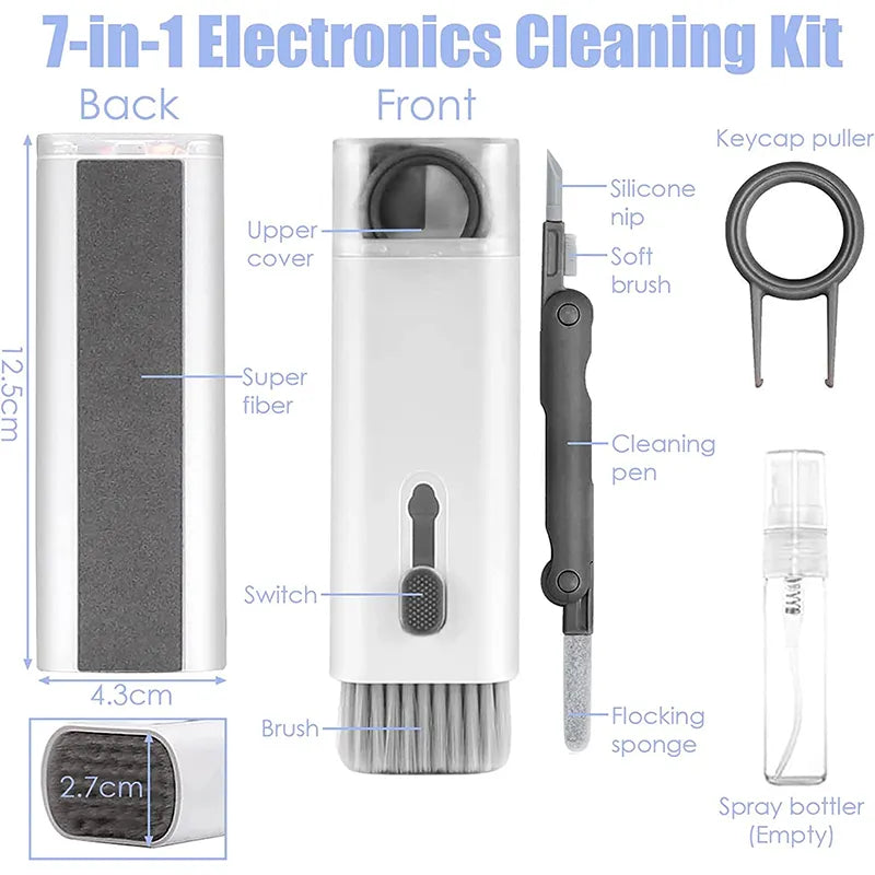 7-in-1 Keyboard and Electronics Cleaning Kit - Comprehensive AirPods, Headset, Laptop Screen, and Bluetooth Earphones Cleaner Set
