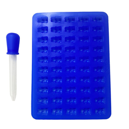 Gummy Bear Silicone Molds - Mini Chocolate Candy Molds with Droppers Food Grade Nonstick Baking Set of 4
