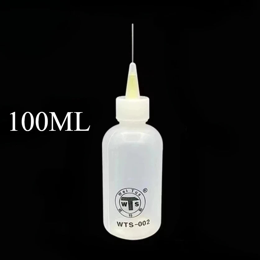 50ml Empty Plastic Precision Needle Bottle – Rosin Flux & 502 Glue Dispenser for Soldering, iPhone Repair & Electronics Tools