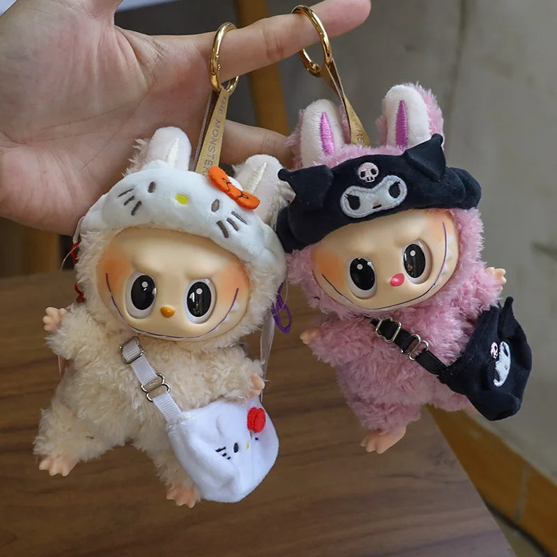 Sanrio Doll Clothing & Accessories Set – Hello Kitty, My Melody & Kuromi Outfit for Labubu V1/V2 Dolls with Hair Band & Messenger Bag
