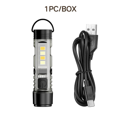 Mini USB Rechargeable LED Keychain Flashlight - Super Bright Magnetic Portable Light for Outdoor, Camping & Emergency Use