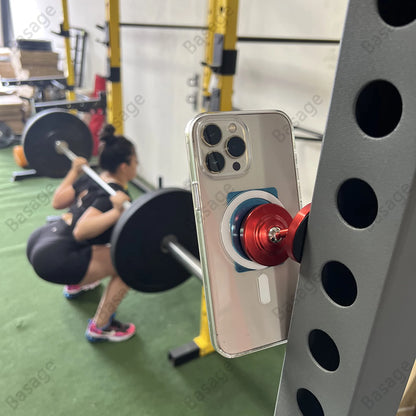 Dual Magnetic Gym Phone Holder - 360° Rotating Double-Sided Magnetic Smartphone Mount for Workout Videos