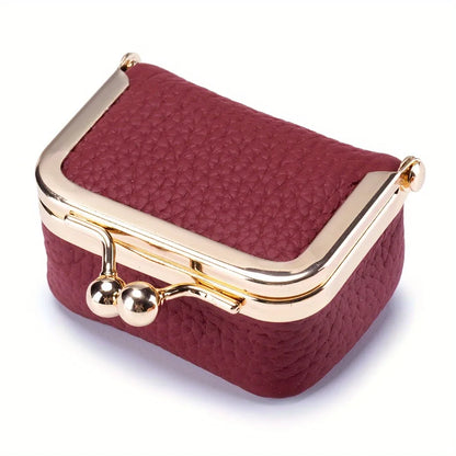 Women’s PU Leather Jewelry Organizer Box – Solid Color Ring, Necklace & Earring Storage Case with Mini Coin Purse Kiss Lock