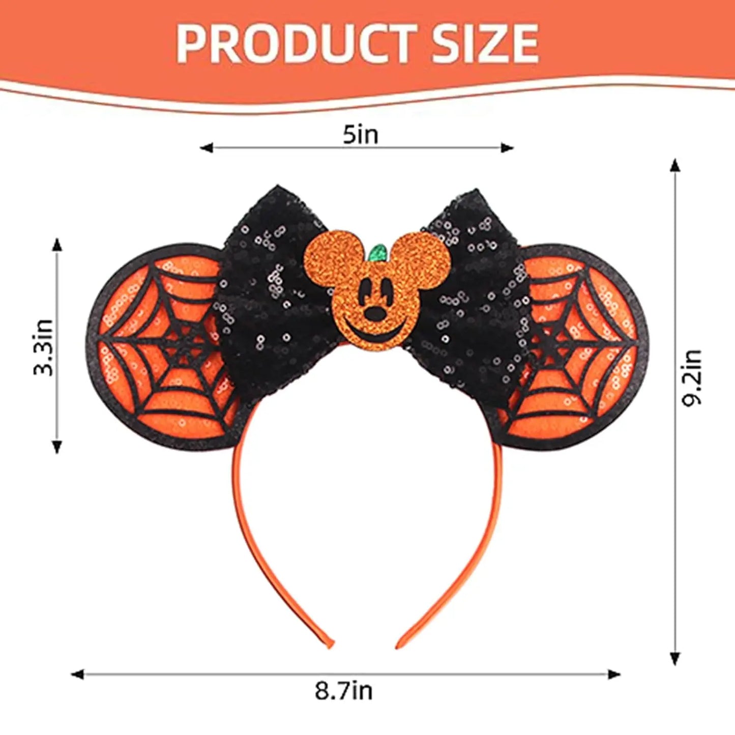 Mickey Mouse Ears Headband with Bow – Sequin Candy Cosplay Costume Party Accessory for Girls & Women, Christmas Gift