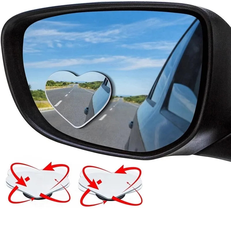 Heart-Shaped Car Rearview Mirrors - 2-Piece HD Wide-Angle Convex Auxiliary Side Mirrors