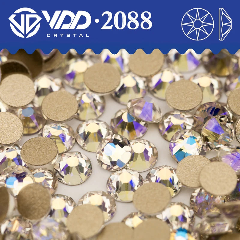 VDD AAAAA Crystal Flatback Rhinestones - SS16-SS30 16-Cut Gems for DIY Crafts & Nail Art Decoration