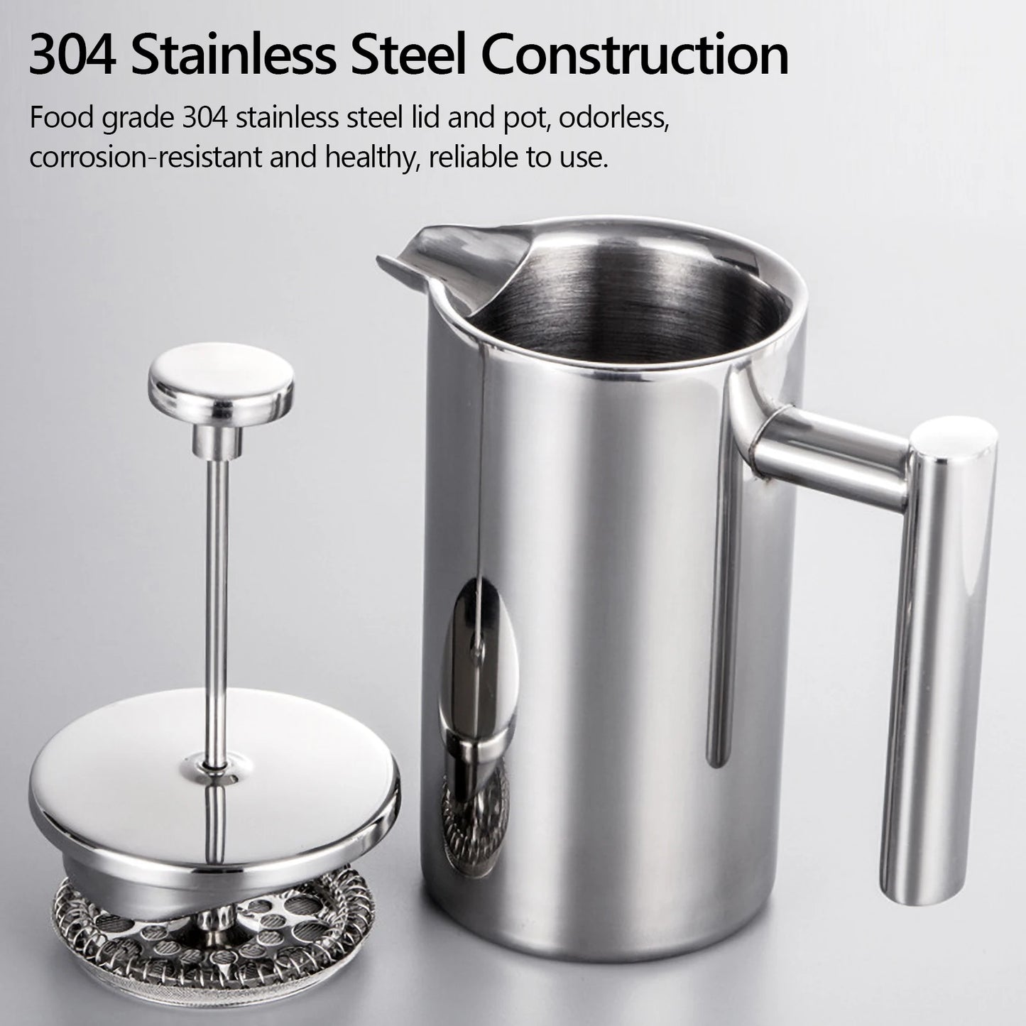 350ml/800ml/1000ml French Press Coffee Maker - Stainless Steel Double-Walled Insulated Coffee Pot