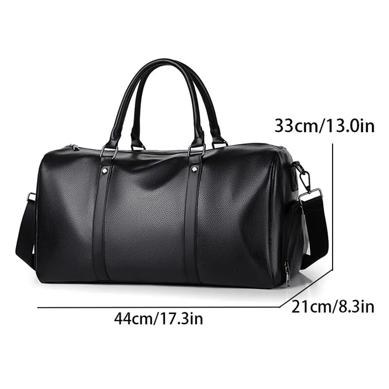 Retro Short Trip Bag – Large Capacity Sports, Motorcycle, and Training PU Waterproof Leisure Fitness Bag