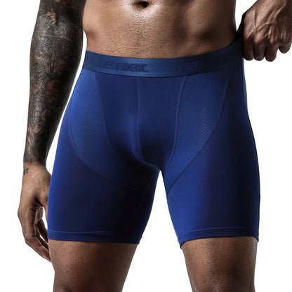 Men’s Sports Compression Boxer Briefs – Anti-Chafing Long Leg Modal Underwear, Quick-Dry Running & Fitness Performance Shorts
