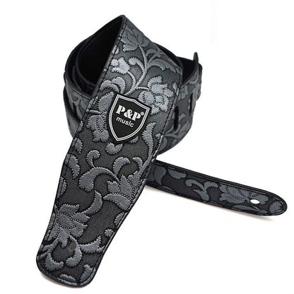 Vintage 2.5 Inch Guitar Strap - Adjustable Soft Embroidered Belt for Classical & Bass Guitars, Music Accessories