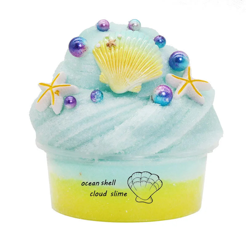DIY Slime Set for Kids — Non-Sticky Cloud Slime with Ice Cream Cone Scent, Rainbow Charms & Stress-Relief Party Toys
