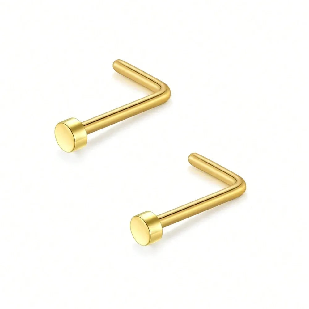 20G Stainless Steel L-Shaped Nose Stud Ring – 2mm Ball Twister Screw Nose Piercing Jewelry for Women & Men Stylish Body Accessory