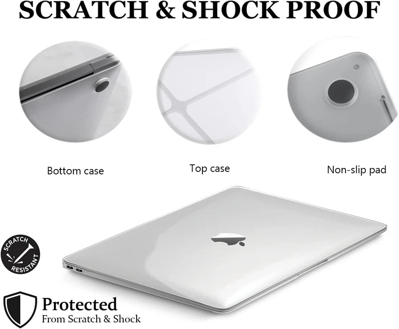 Crystal Clear MacBook Hard Case - Protective Cover for MacBook Air & Pro 13, 14, 15 & 16-inch Models