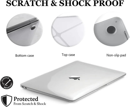 Crystal Clear MacBook Hard Case - Protective Cover for MacBook Air & Pro 13, 14, 15 & 16-inch Models
