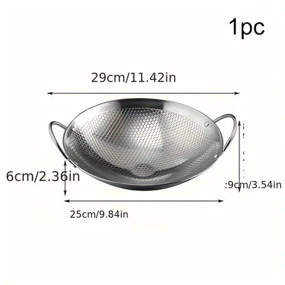 29cm Stainless Steel Honeycomb Skillet – Non-Stick, Scratch-Resistant Pan with Handle for Pasta & Steak