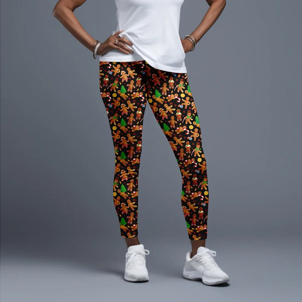 LETSFIND Women High Waist Winter Fitness Leggings, 3D Christmas Print Full Length Stretch Yoga & Casual Trousers