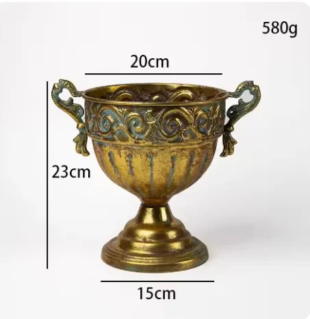 European Retro Iron Goblet Vase — Metal Flowerpot for Home, Living Room, Hotel & Flower Arrangement Decor