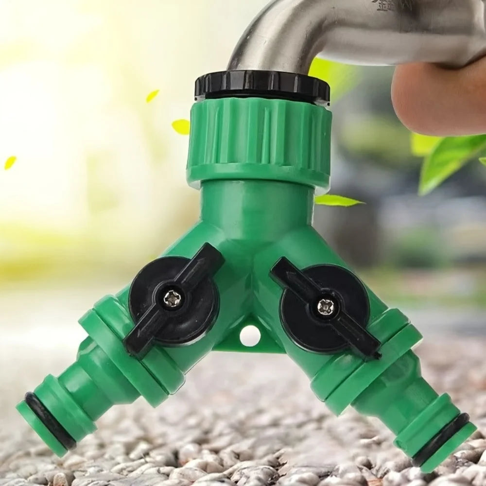 Y-Shaped Garden Hose Connector - Two-Way Faucet Diverter Adapter for Household Watering & Outdoor Use