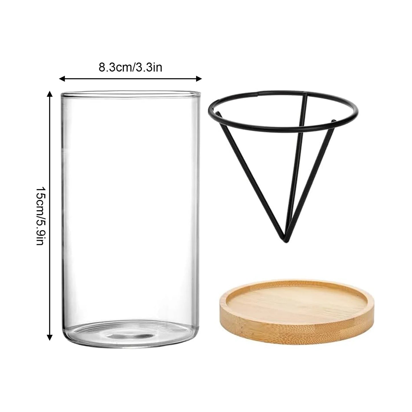 Hydroponic Avocado Tree Growing Kit – Glass Seed Vase with Bamboo Triangle Stand for Easy Sprouting Indoor Plant Pot