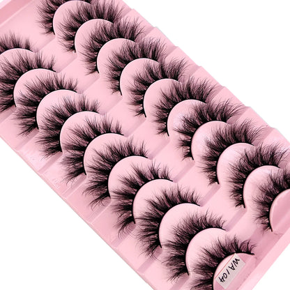 HBZGTLAD 10 Pairs 3D Faux Mink False Eyelashes – Natural Long Look Short Mink Lash Extensions for Makeup & Beauty