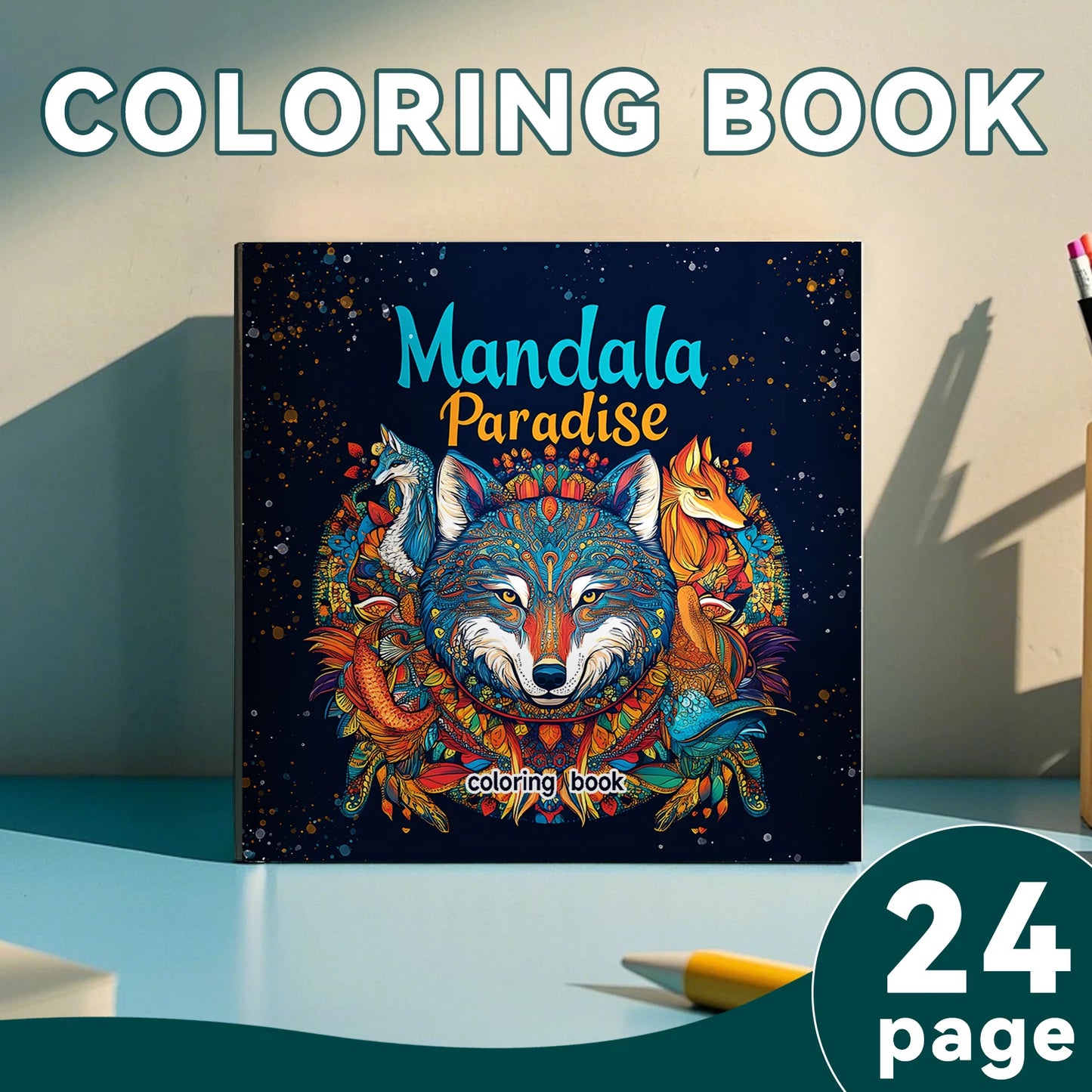 24-Page Mandala Animals Coloring Book - Creative Art & Stress Relief Activity Book for Adults, Gifts & Parties