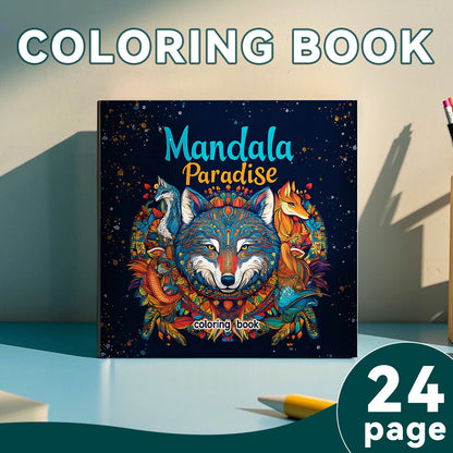 24-Page Mandala Animals Coloring Book - Creative Art & Stress Relief Activity Book for Adults, Gifts & Parties