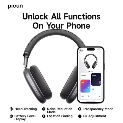 Picun F8 Pro ANC Wireless Headphones - 3D Spatial Audio Bluetooth Headset with HD Mic & Low Latency App Support