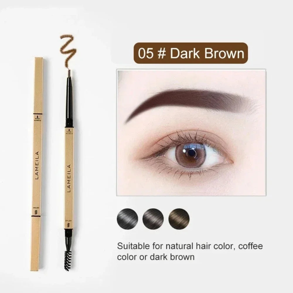 5-Color Double Head Eyebrow Pencil with Brush – Waterproof Sweatproof Eyebrow Gel Tattoo Stick
