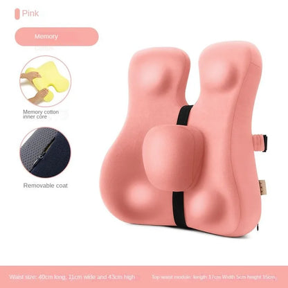 Memory Foam Seat Cushion & Back Support Pillow Set — Orthopedic Ergonomic Coccyx, Hip & Lumbar Relief for Office Chair & Car
