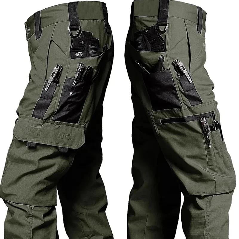 Men's Tactical Cargo Work Pants - Waterproof Multi-Pocket Outdoor Hiking Trousers for Spring & Autumn