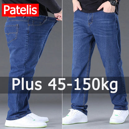 Big Size Men’s Jeans – High Stretch Wide-Leg Denim Pants for 45–150kg, Comfortable Fit Jeans Hombre