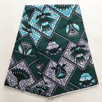 African Real Wax Print Fabric - 100% Cotton Nigerian Ankara Sewing Material for Party Dresses