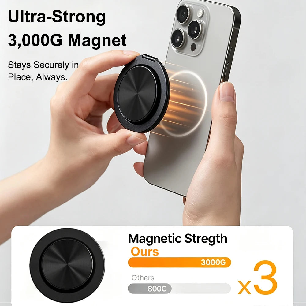 Luxury Metal CD-Pattern Magnetic Phone Grip - Expandable MagSafe Phone Holder and Stand for Smartphones and Kindle Devices