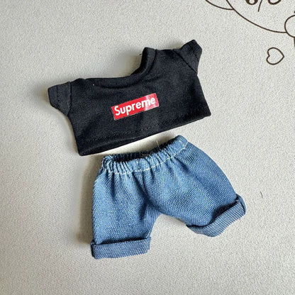 17cm Lovely Labubu Doll Clothes - First & Second Generation Supreme Clothing Set, Multi-Color Outfits