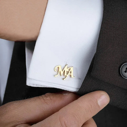 Customized Men's Cufflinks - Personalized Name Letter Stainless Steel Shirt Cuff Button Jewelry Gift