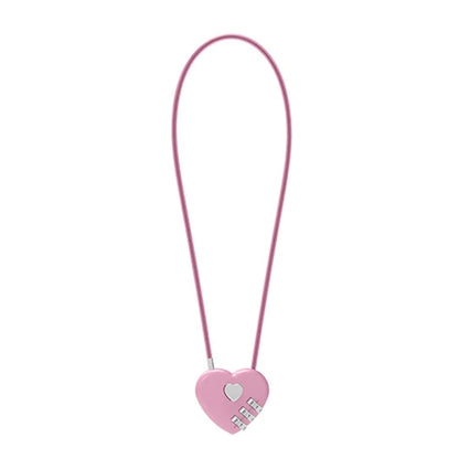 Love-Shaped Heart Code Padlock – Wedding Gift with Password Lock, Long Wire Rope for Trolley Case & Security
