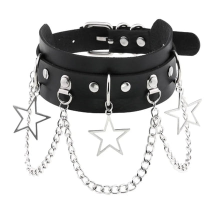 Harajuku Cosplay Rivet Star Punk Rock Gothic Collar — Sexy PU Leather Heart Cross Spike Choker Jewelry for Women